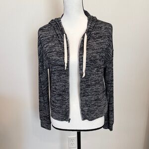 American Eagle Heather Gray Zip-Up Cropped Hoodie Size Small